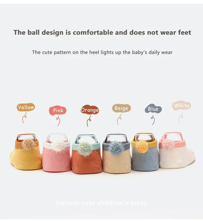 Spring Anti Slip Baby Socks Toddler Kids Floor Socks with Rubber Soles Autumn Newborn Baby Boy Girl Cartoon Cute Ball Warm Socks