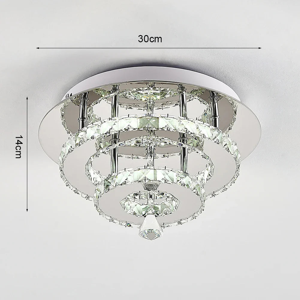 KOMORE Modern Small Crystal LED Ceiling Light, Square / Round for Office, Living Room, Bedroom, Kitchen, Hallway