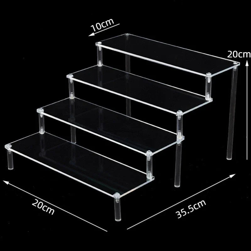 Acrylic Riser Display Stand Perfume Organizer Shelves for Amiibo Funko Figures Toys Cupcake Desserts Collection Cosmetic Jewelry