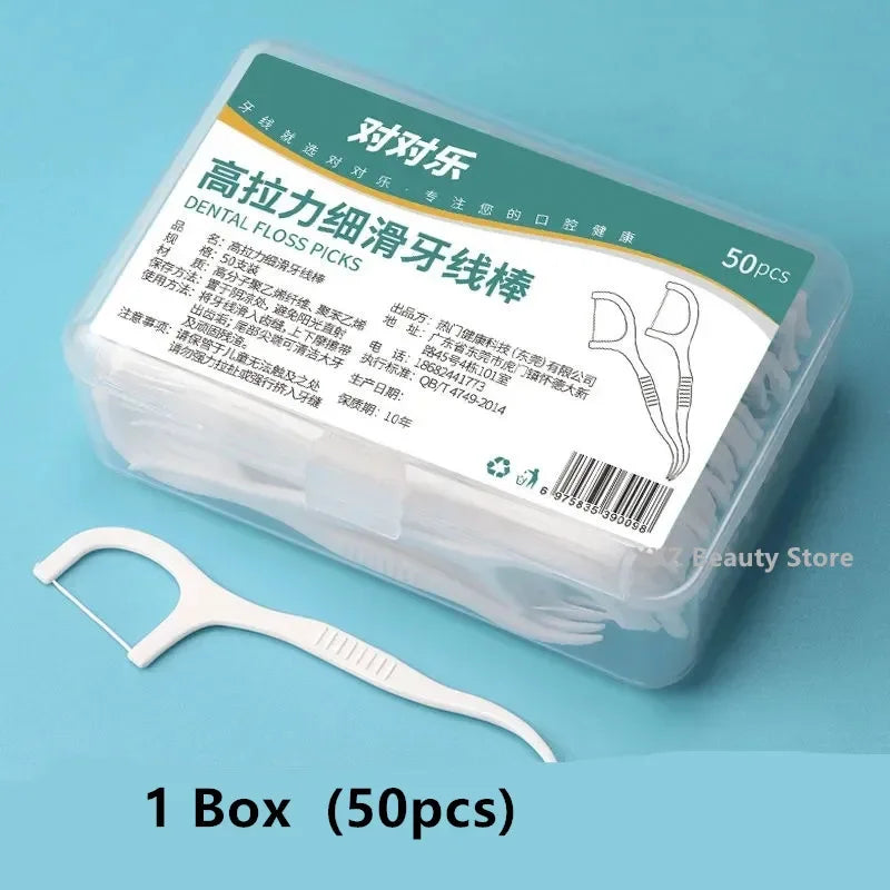 1/2/5/10 Box Portable Disposable Dental Floss Plastic Toothpick High-tension Dental Floss Stick Dental Floss Box ﻿Oral Care