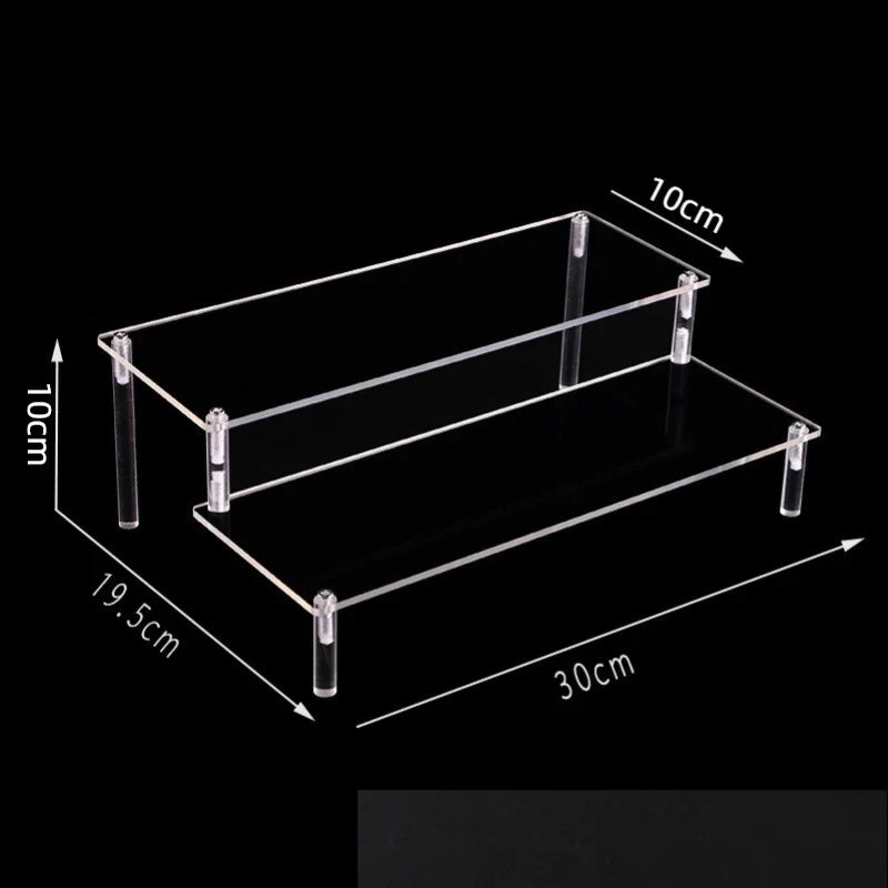 Acrylic Riser Display Stand Perfume Organizer Shelves for Amiibo Funko Figures Toys Cupcake Desserts Collection Cosmetic Jewelry