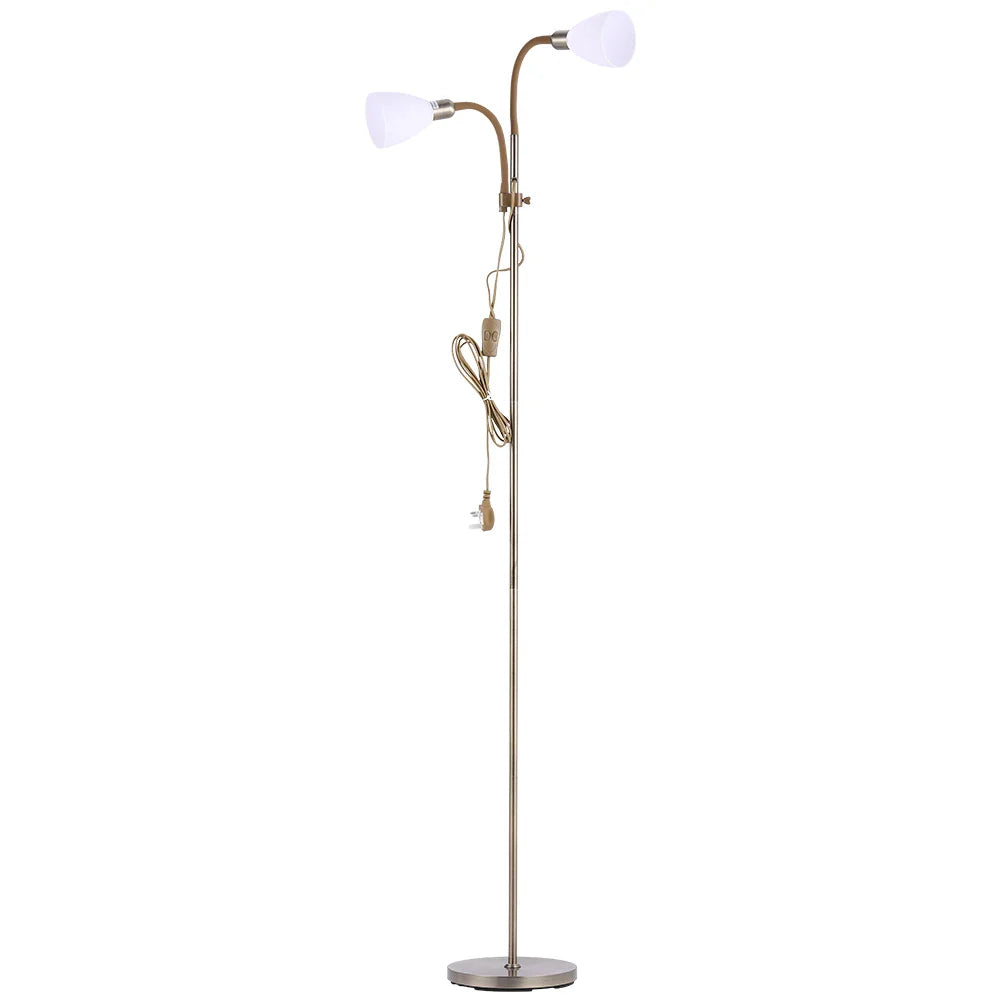 KOMORE Modern 2 Head Standing Floor Lamp Adjustable Lamp Heads 180cm Bronze&Grey  for Living Room, Office, Bedroom, Hallway
