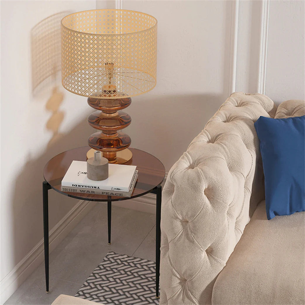 Modern Glass Coffee Table Side End Table Black Metal Legs Living Room Furniture Accent Table