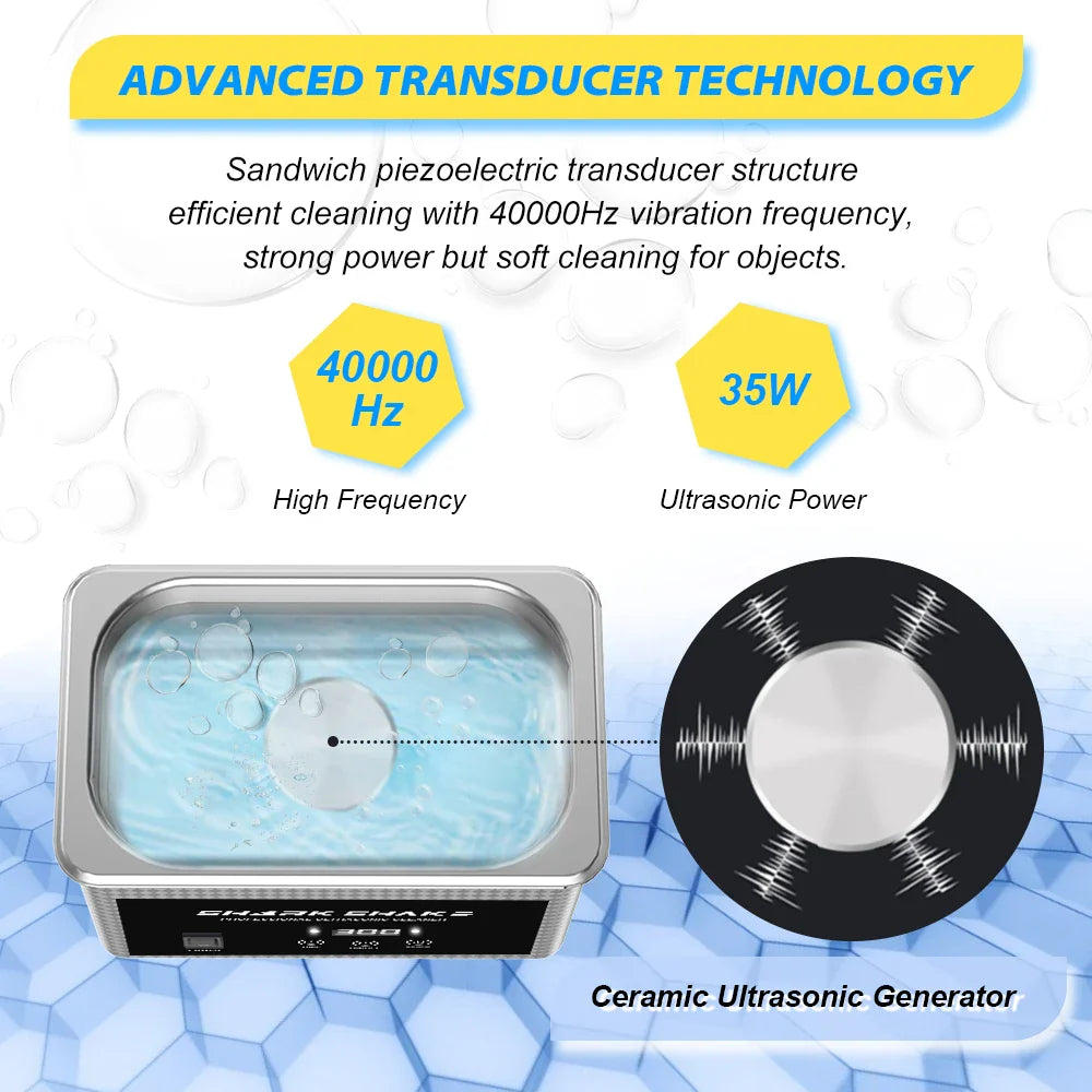 800ml Household Digital Ultrasonic Cleaner 30W/60W Stainless Steel Bath Degas Ultrasound Washing for Watches Jewelry
