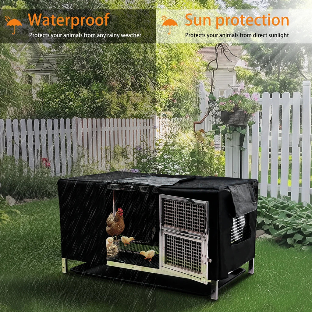 BingoPaw Stainless Steel Chicken Coop for Backyard and Farm Poultry Cage Hen House with Cover and Feeding Door