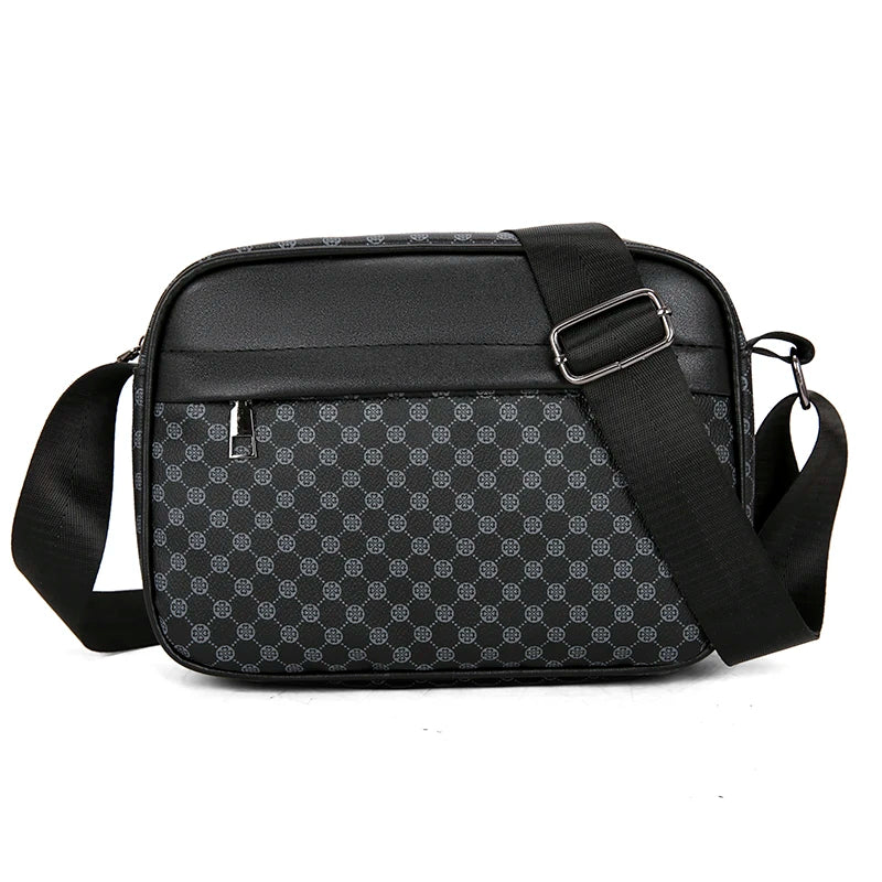 Casual Lightweight Business Shoulder Bags for Men PU Leather Messenger Bag Comfortable Wide Strap Crossbody Bags Designer Male