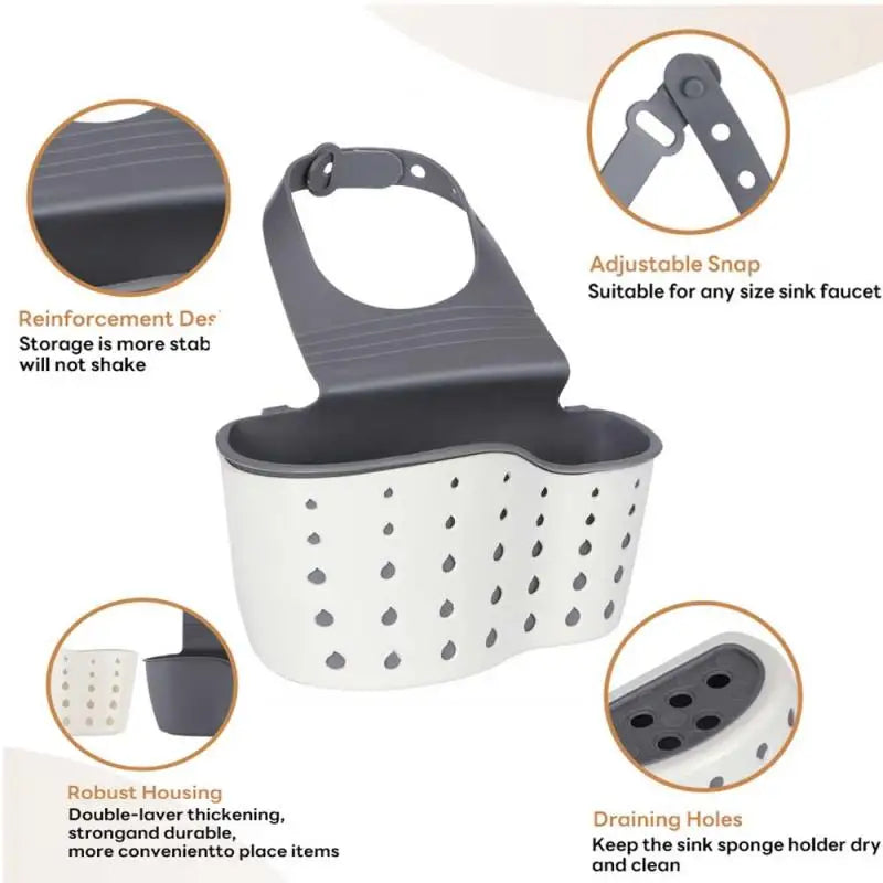 Home Storage Drain Basket Kitchen Sink Holder Adjustable Soap Sponge Shlf Hanging Drain Basket Bag Kitchen Accessories