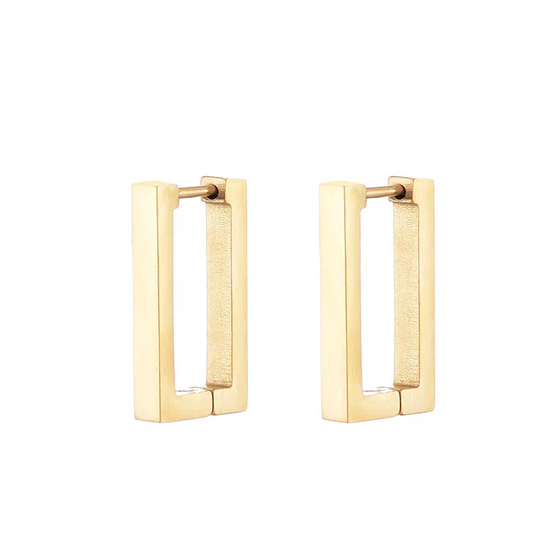 Classic Stainless Steel Hoop Earrings For Women Men Heart Star Oval Rectangle Round Triangle Gold Color Punk Hip Hop Jewelry