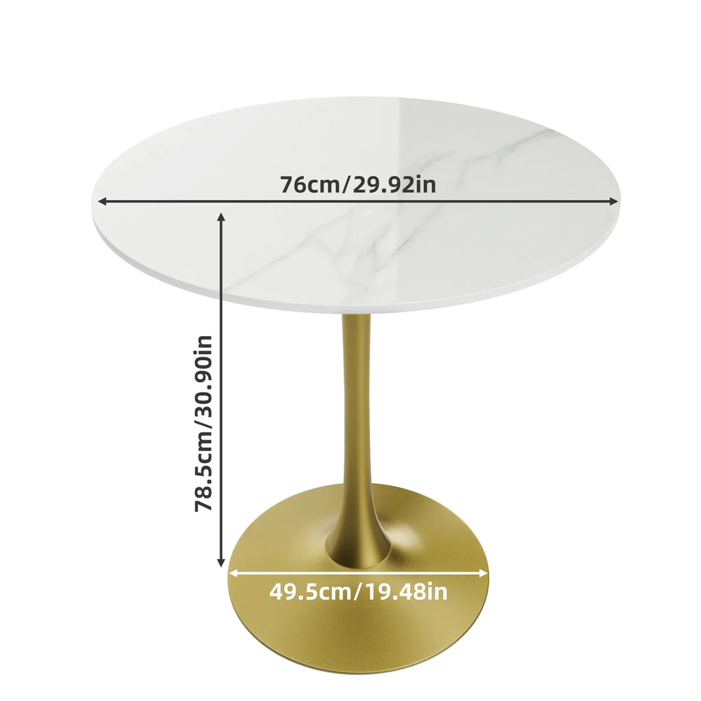 78cm Tall Leisure Round Kitchen Dining Table with Sintered Stone Top and Pedestal Base Bar Height Bistro Table