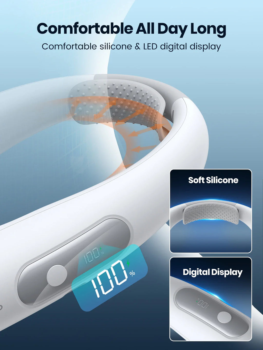 Warmco 10000mAh Portable Neck Fan 4-Speed Rechargeable Personal Fan 360° Cooling, 24H Runtime Wearable Fan for Office/Gym/Travel