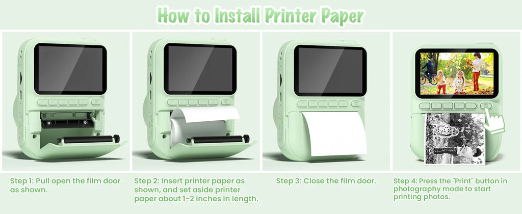 Gofunly Kids Instant Print Camera 3.0" Mini Digital Camera 1080P Portable Video Recorder Gift For 6-12 Years Children