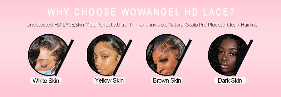 Wow Angel Skinlike Glueless Wigs 13x6 HD Lace Front Wigs Melt Skins 250% Straight Hair Pre Plucked Human Hair Wigs For Woman