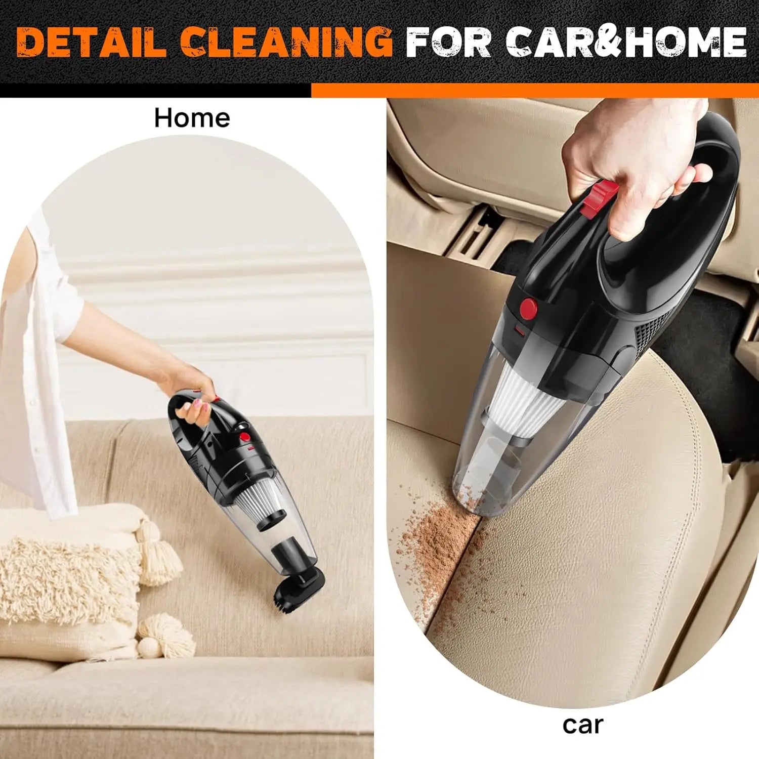 Car Vacuum Cleaner Wireless - Portable Handheld Hoover 8000PA Strong Suction 65W Cordless