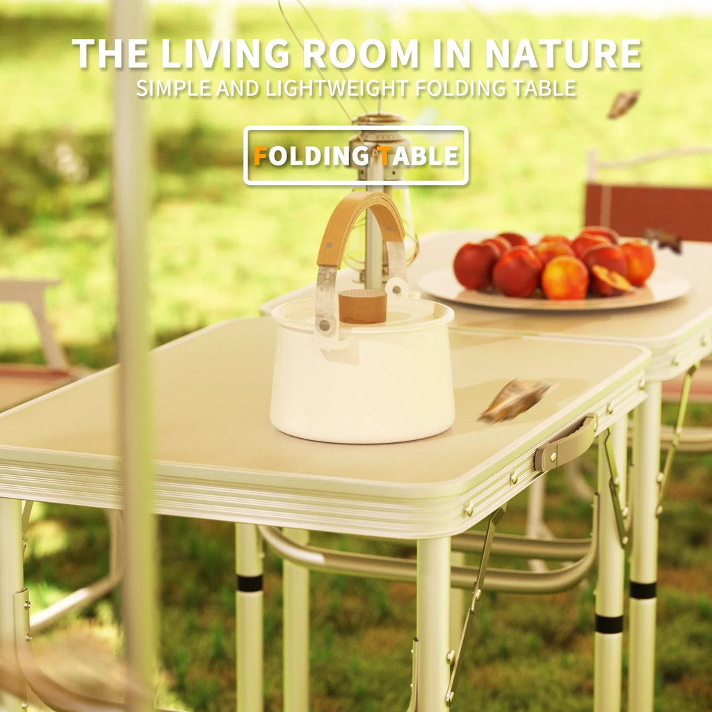 Folding Camping Table Portable Foldable Picnic Table for Outdoor Indoor Garden Lightweight Fold Up Table with 2 Adjustable Heigh