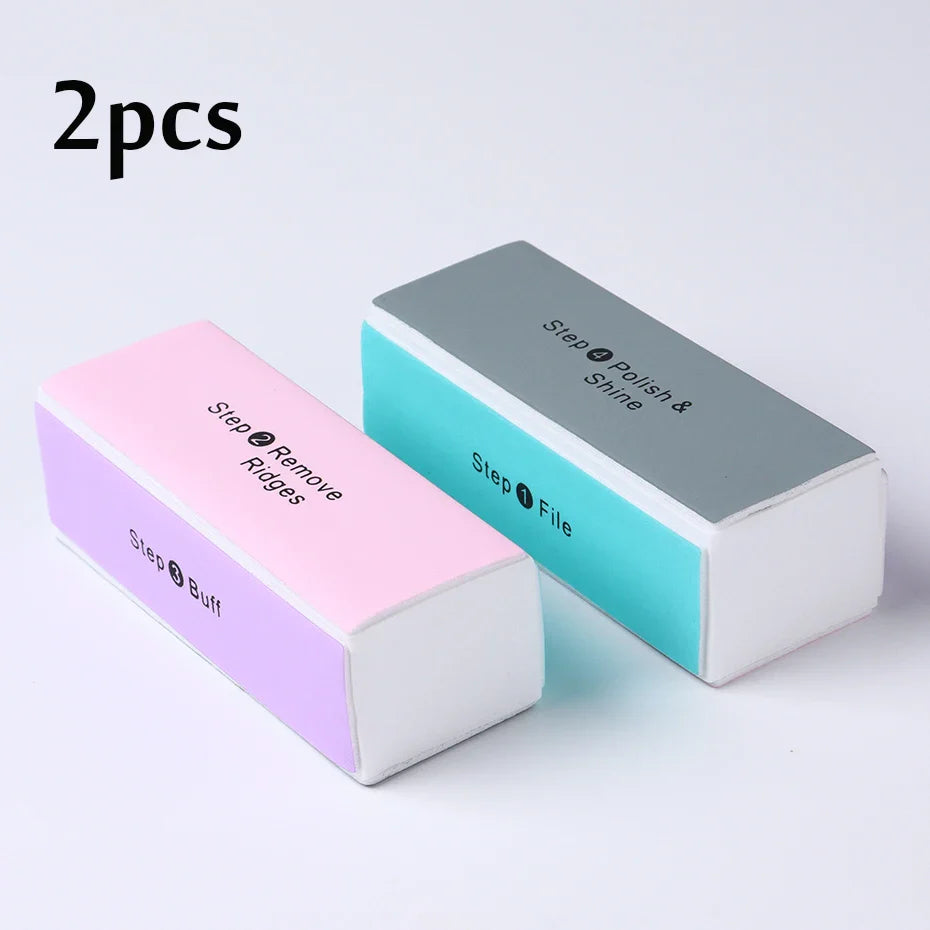 4 Sides Sponge Nail Buffers Colorful Sanding Buffing Block Grinding Polishing Nail File 4 Sided Professional Nail Manicure Tool