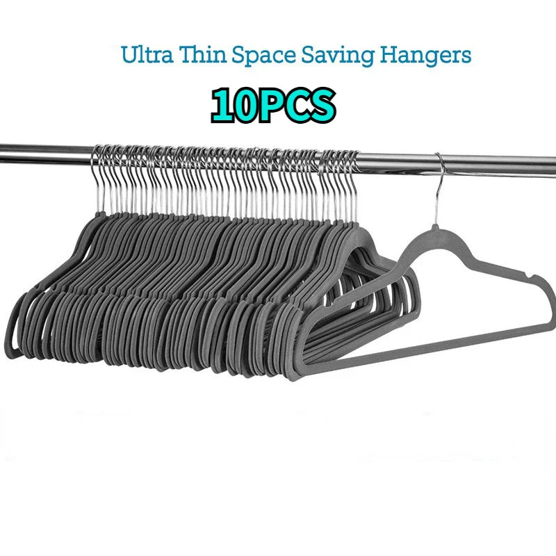 10pcs Flocking Clothes HangersThin High Quality Suits for Clothes Jackets Shirts Pants Coats Home Organizer organizador de ropa