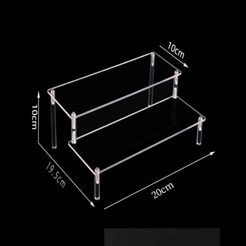 Acrylic Riser Display Stand Perfume Organizer Shelves for Amiibo Funko Figures Toys Cupcake Desserts Collection Cosmetic Jewelry
