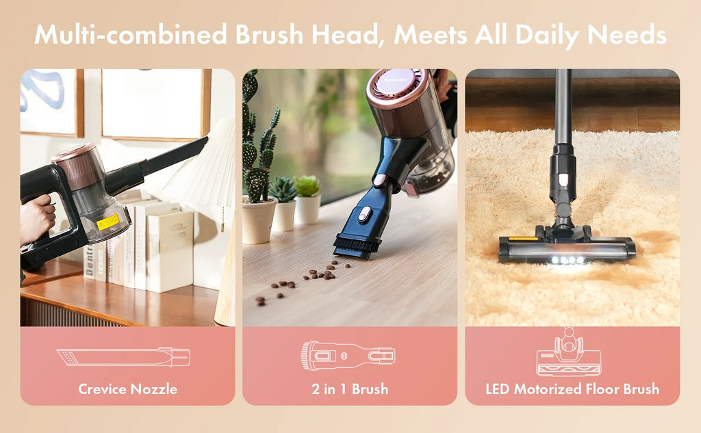 Homeika Cordless Vacuum Cleaner,28KPA 55mins Powerful Suction 8-in-1 LED Display,One-Click Dust Emptying for Pet Hair/Allergies