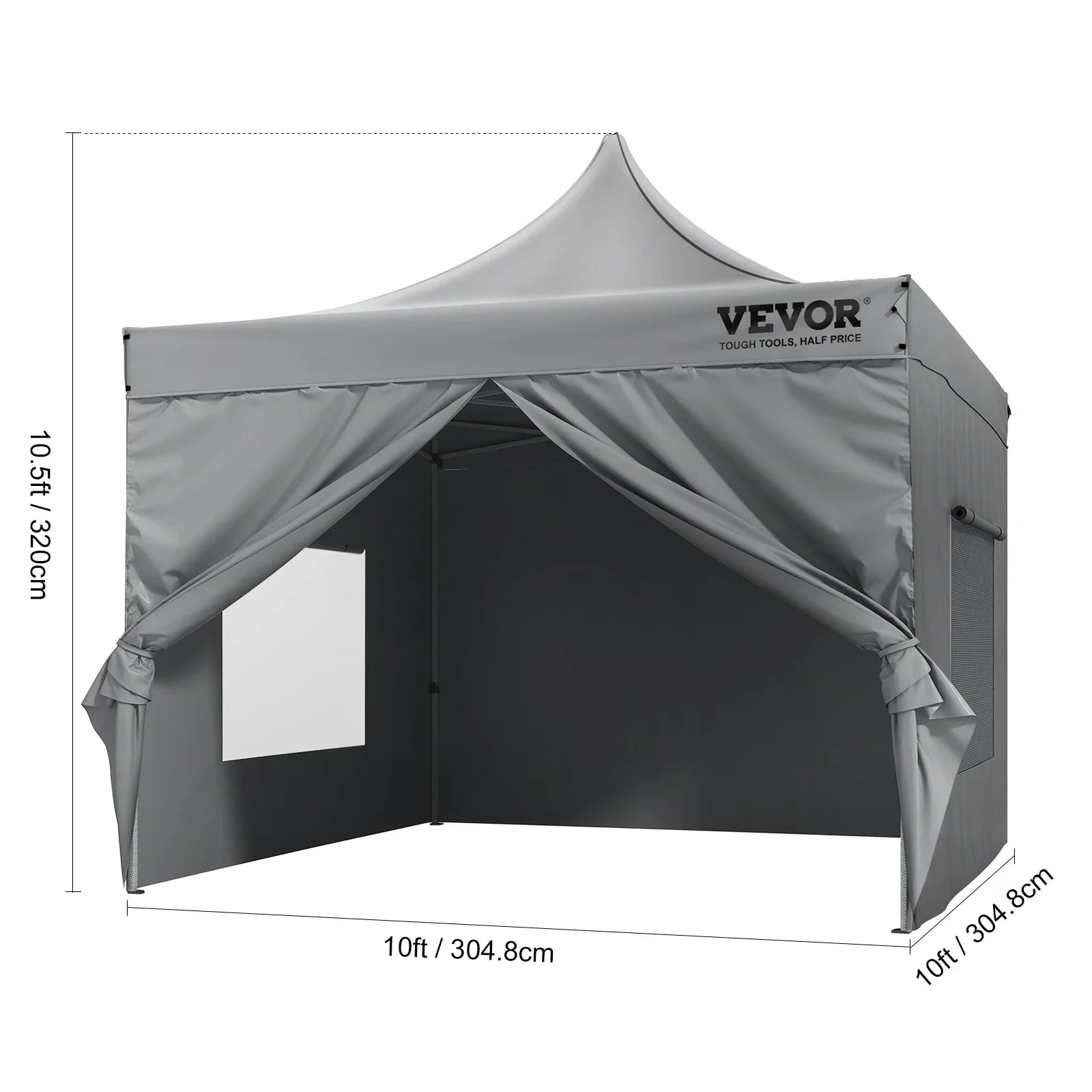 VEVOR 10x10 FT Pop up Canopy with Removable Sidewalls Portable Gazebo & Wheeled Bag  UV Resistant Waterproof Tent for Patio