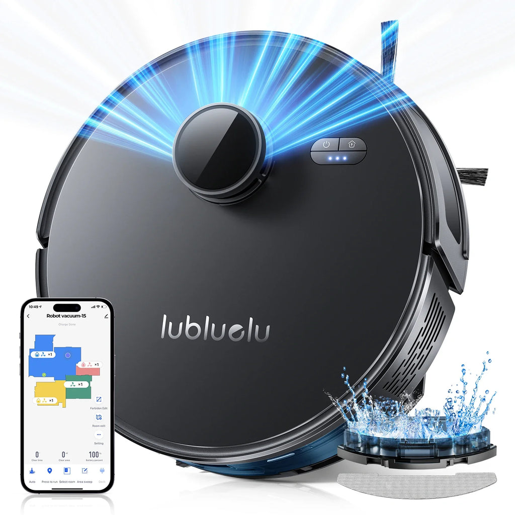 Lubluelu L15 Robot Vacuum And Mop Combo 5000Pa, 3 In 1 Robot Vacuum Cleaner,Robot Vacuum, Auto-Charging, 5 Maps, 30 No-go Zones