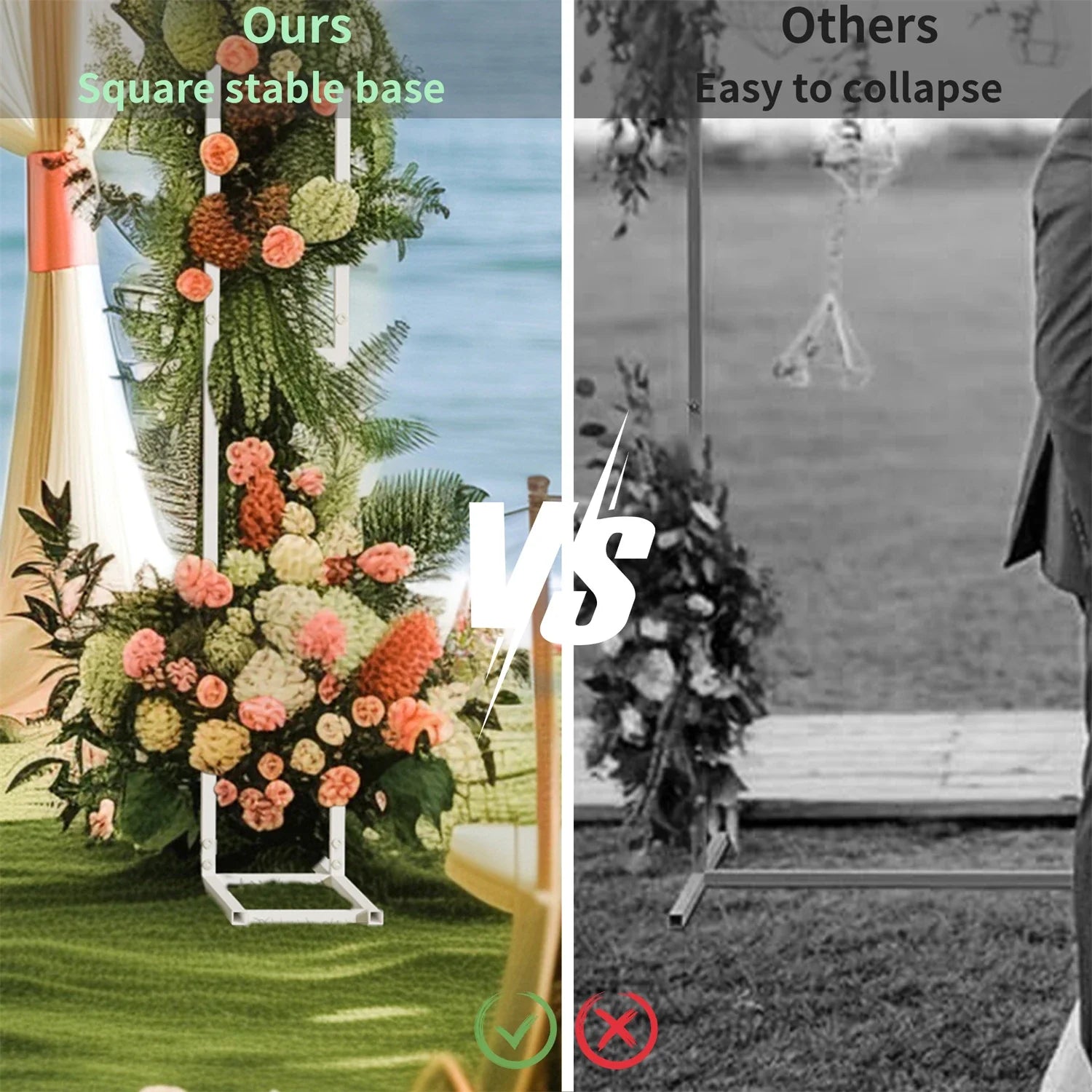 93 Inch Heavy Duty Wedding Arch Garden Plant Archway Backdrop Stand for Outdoor Party Ceremony