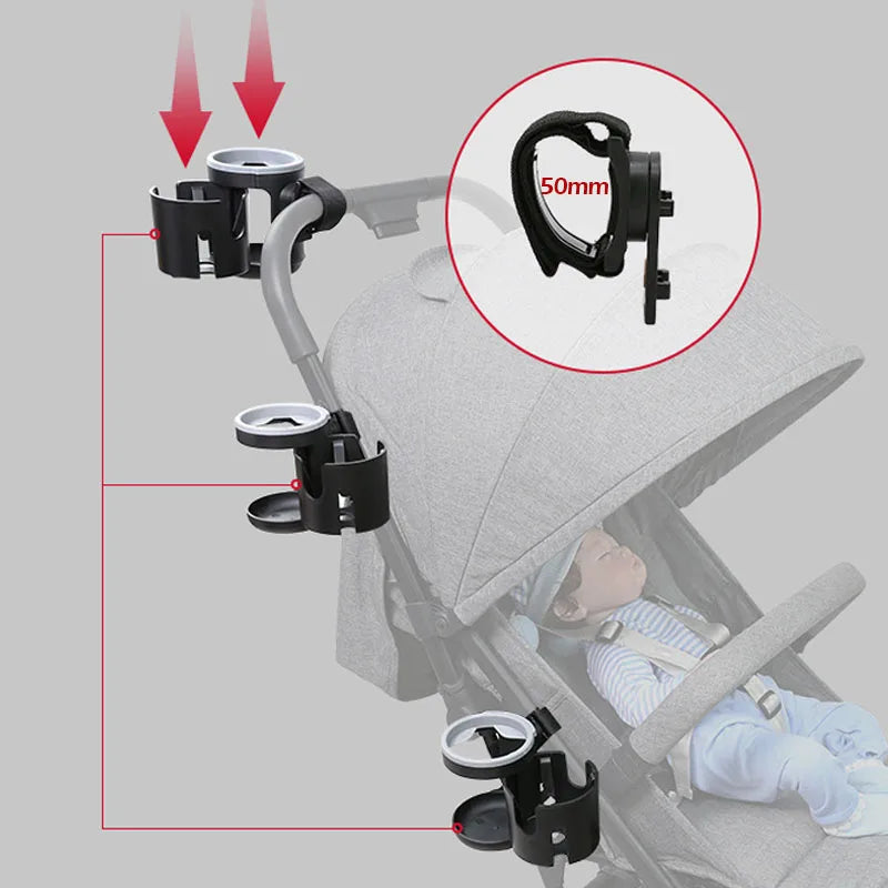 Stroller Cup Holder Phone Support Milk Bottle Drink Cup Holder Conversion 2 Cups for Universal Pram Baby Stroller Accessories