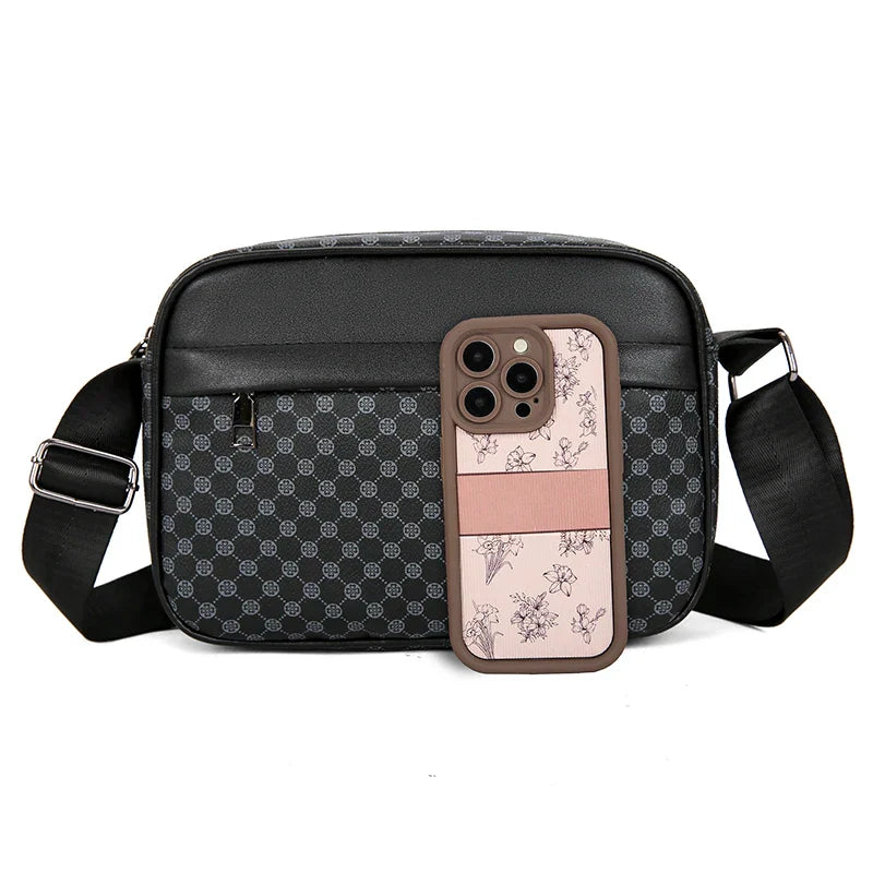 Casual Lightweight Business Shoulder Bags for Men PU Leather Messenger Bag Comfortable Wide Strap Crossbody Bags Designer Male