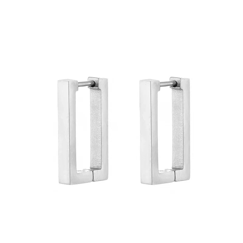 Classic Stainless Steel Hoop Earrings For Women Men Heart Star Oval Rectangle Round Triangle Gold Color Punk Hip Hop Jewelry