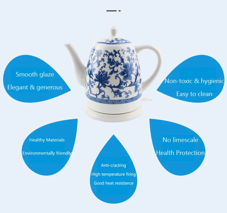 1.5L Electric Ceramic Kettle Water Boiler Water Heating Device Teapot Porcelain Kettle Automatic Power Off 220V Anti-dry burning