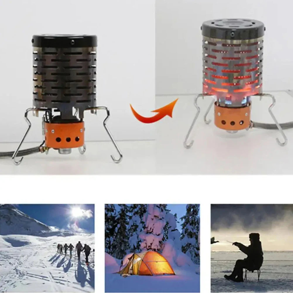 Mini Gas Heater Stove Stainless Steel Portable Warmer Heating Cover Camping Stove Warming Stove Hood for Outdoor Camping