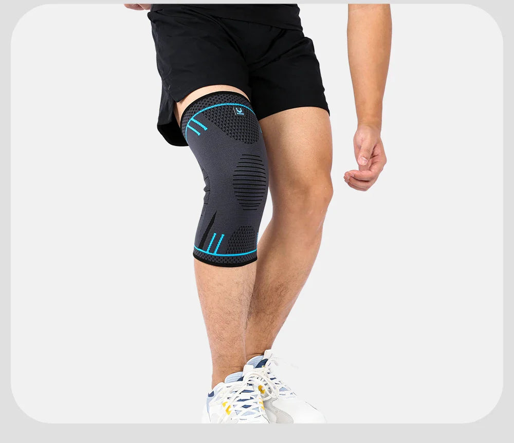 Compression Knee Support Sleeve - Elastic Breathable Brace for Sports Basketball Running Gym