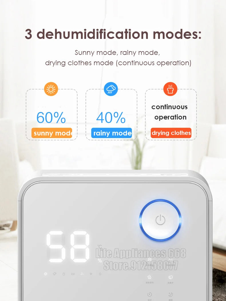 220V Intelligent Air Dehumidifier SJ-125E 24L/Day Large Dehumidity LED Display Low Noise High Efficiency Air Dryer Clothes Dryer