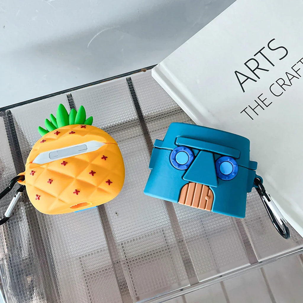 Pineapple Wooden Man Cute Cartoon Silicone Case For Apple Airpods 3 2 1 Pro With Keychain Case Wireless Charging Soft Cover Box