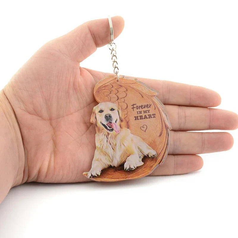 Dog Memorial Keychain - Forever In My Heart Angel Pendant Pet Jewelry Gift