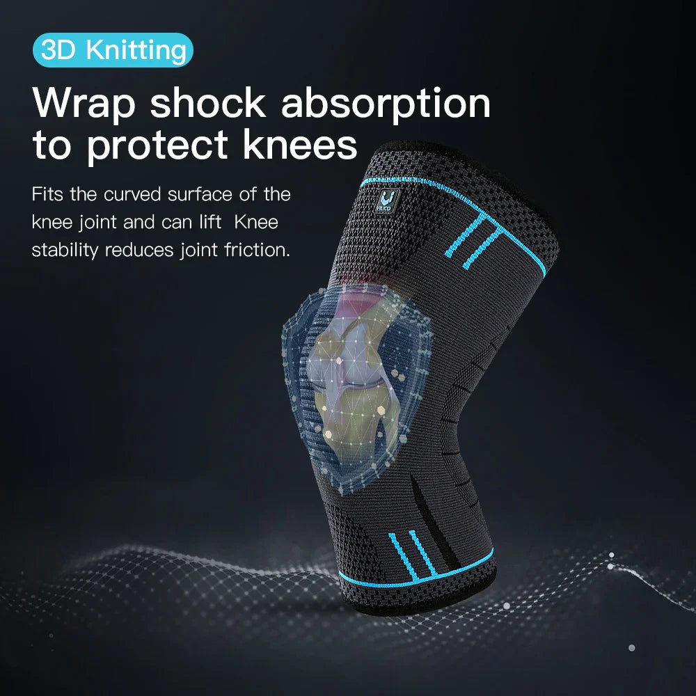 Compression Knee Support Sleeve - Elastic Breathable Brace for Sports Basketball Running Gym