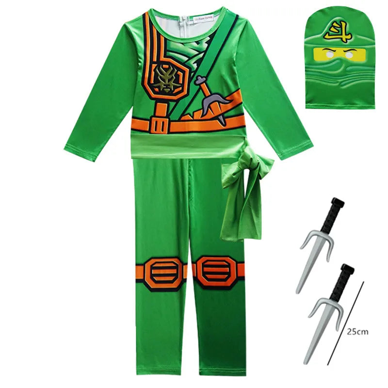 Kids Ninja Costume, Deluxe Samurai Outfit, Halloween Dress Up Ninjago Costumes For Boys Girls, Kids Clothes For Performance Part