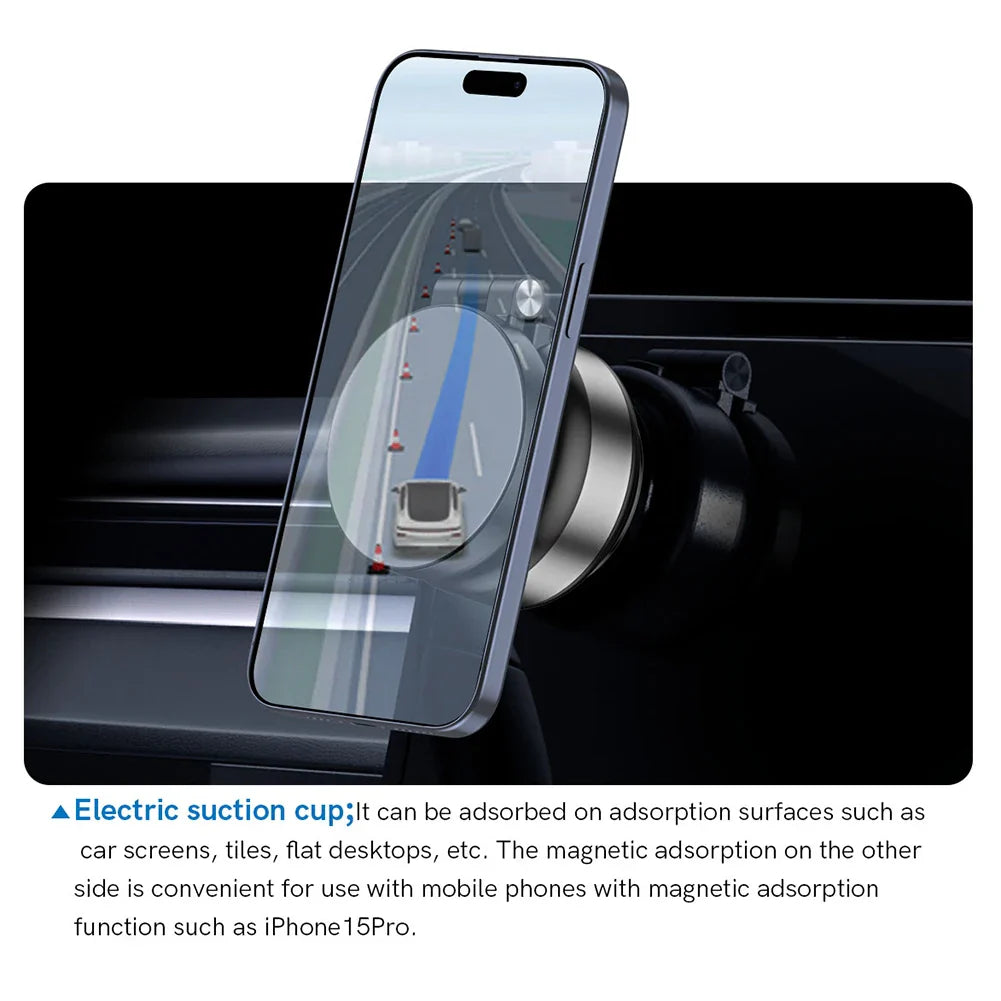 Magnetic Suction Cup Phone Mount for iPhone 16 15 14 Pro Max 360° Adjustable Vacuum Phone Holder for Car/Mirror/Smooth Surface