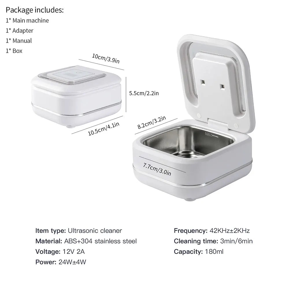 Household Ultrasonic Cleaner Ultrasound Jewelry Cleaner UV Light Sterilization Ultrasonic Dentures Retainer Washing Machine