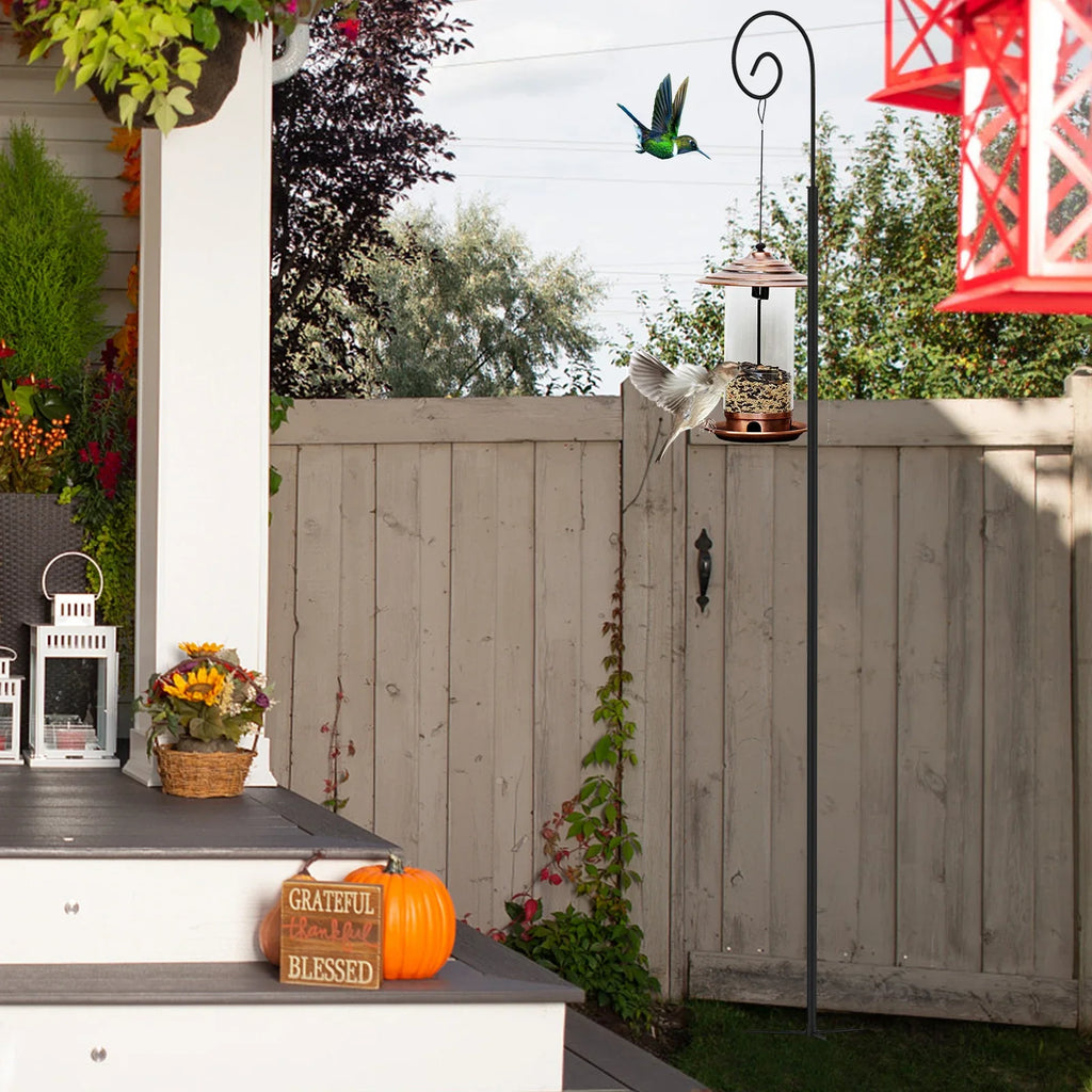 Tall Shepherd Crook Hooks, Metal Border Hook, 3 Section Stitching Pipe Stand, Detachable Bird Feeder Pole, Garden Hanger, 2Pcs