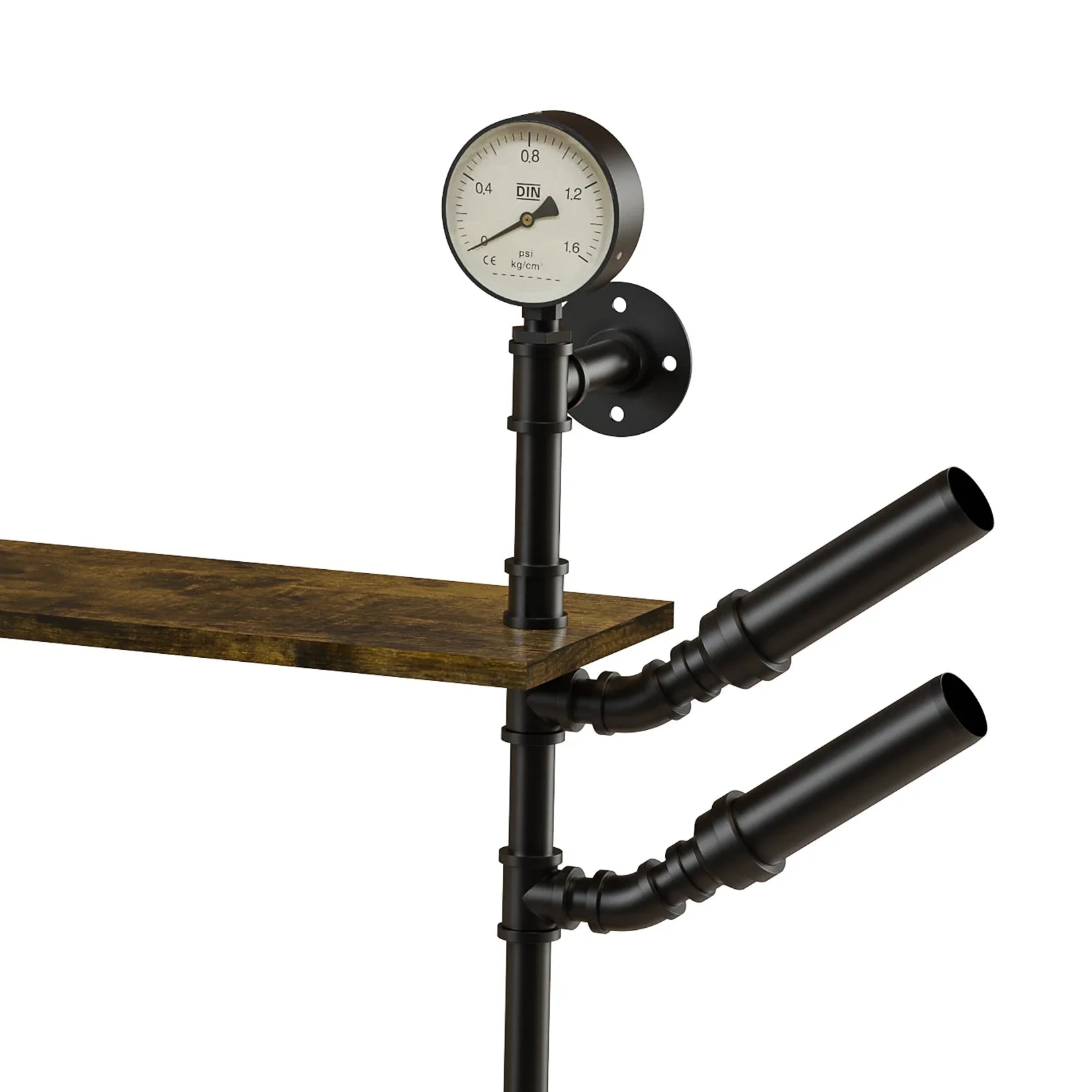 Pipe Bar Liquor Shelf, Floating Shelves with Wine Glass Holder, Wall Black Shelving Unit for Living Room and Kitchen