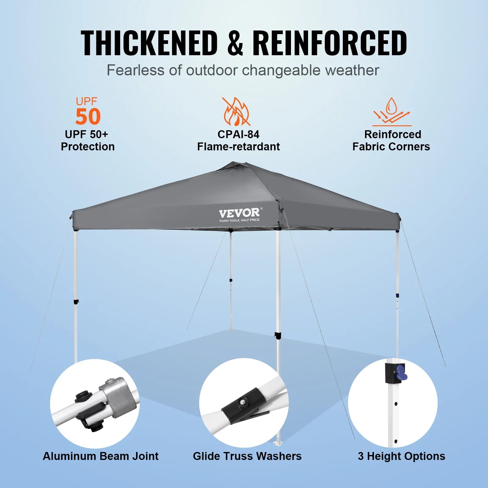 VEVOR Pop Up Canopy Tent 250D PU Silver Coated Tarp with Portable Roller Bag and 4 Sandbags Waterproof and Sun Shelter Gazebo