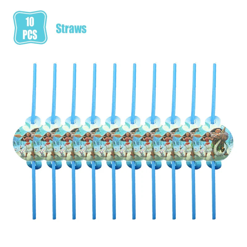 Moana 2 Birthday Party Decoration Supplie Vaiana Birthday Decoration Set Tableware Balloons Backdrop Plates Cups Baby Shower Toy