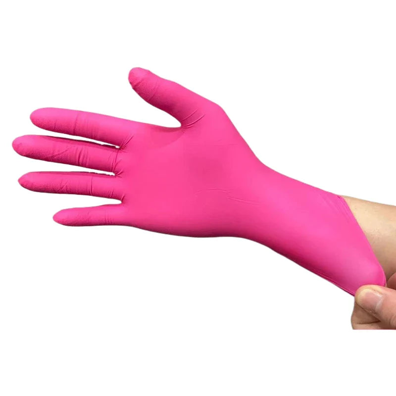 Fuchsia Nitrile Disposable Gloves Pink 20/50/100PCS Powder Latex Free Cleaning Gloves For Beauty Hair Dye Esthetician Nail Salon