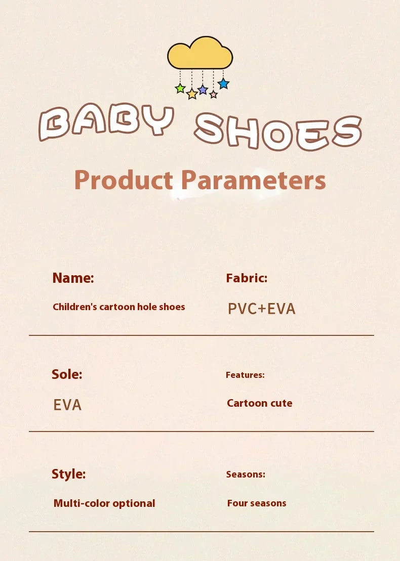 Children's Flip Flops, Anti Slip and Lightweight, Children's Hole Shoes, Soft Soled Cartoon Beach Shoes for Boys and Girls