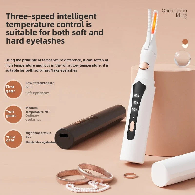 Electric Heated Eyelash Curler Long Lasting Hold Eyelash Curling Device False Eyelashes Clip Comb Women Makeup Beauty Tools