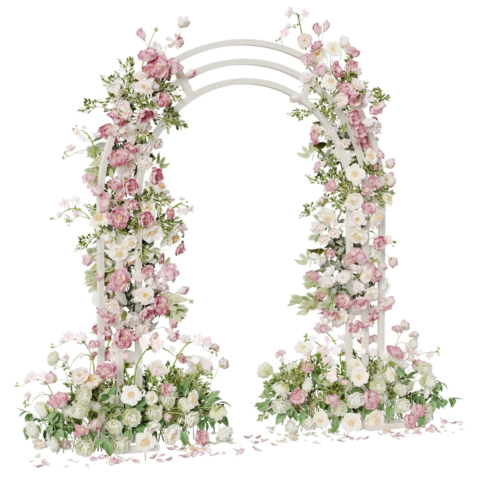 Heavy Strong White Metal Wedding Arch Garden Arbor Frame, Floral Backdrop Stand, Pergola for Indoor and Outdoor