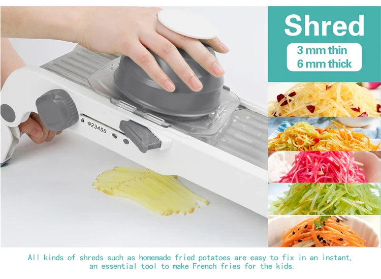 LMETJMA Ultra Sharp Mandoline Slicer Upgraded Vegetable Slicer Kitchen Adjustable Thickness Food Cutter Slicer Dicer KC0450