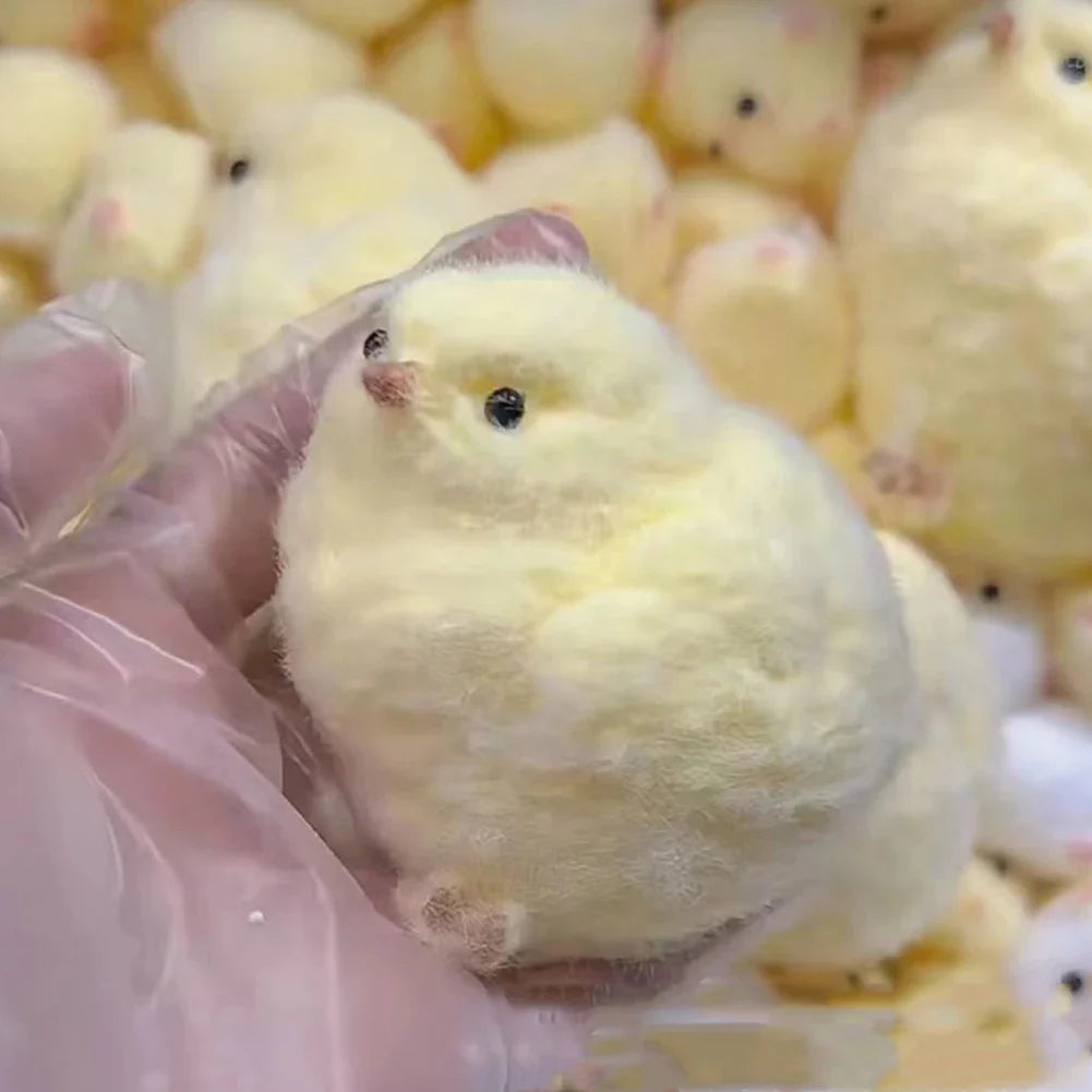 Handmade Plush Simulation Yellow Chicken Stress Relief Toys Handmade Chick Toys Squeezing Pinching Toys Kids Birthday Gift