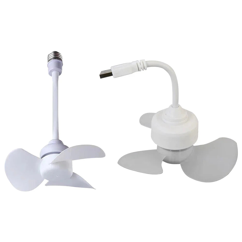 Modern LED Ceiling Fan E27 Base/USB Chandelier Ceiling Fan Hose Extender Light Bulb Fan with Socket for Bedroom Living Room
