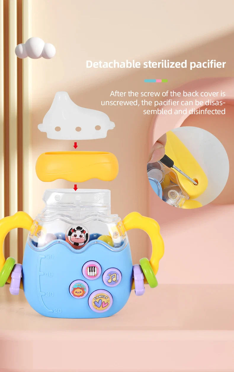 Baby bottle rattle puzzle early education toy Baby teaser pacifier Christmas gift Newborn grip Training Music story